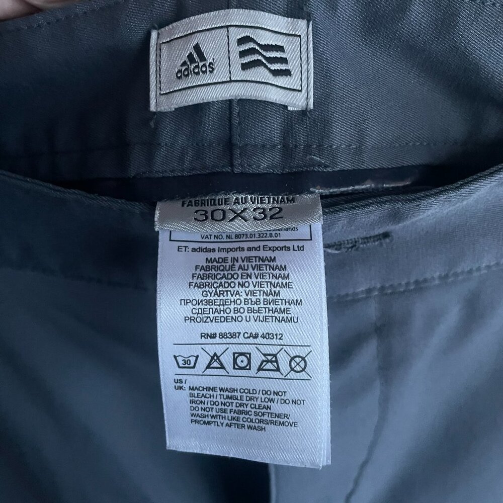 Adidas Golf • Gray Water-Repellent 4-Way Stretch Tapered Pants Size 30x32 - Picture 7 of 8